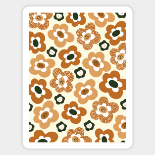 Funky Floral Pattern in Earthy Tones Magnet